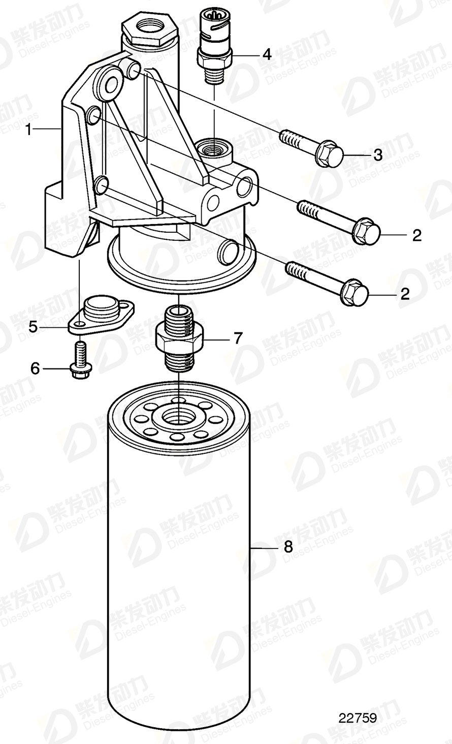 volvo penta Fuel filter housing 20816379 Drawing volvo penta Fuel filter housing 20816379 Drawing